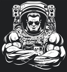 bodybuilder in an astronaut suit