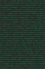 Wall Mural - Computer data by 0 and 1, green on black. Seamless pattern, vertical