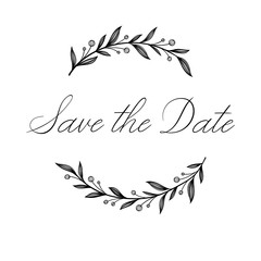 Wall Mural - save the date hand lettering inscription. modern calligraphy greeting card. vector. isolated on whit