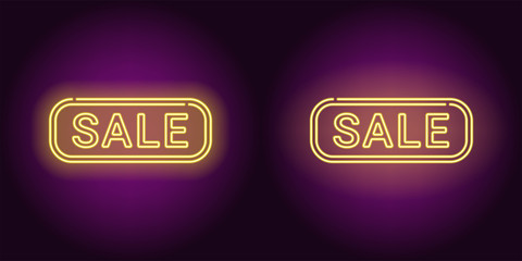 Wall Mural - Neon banner of yellow Sale badge