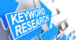 © tashatuvango - Keyword Research - Text on Blue Arrow. 3D.