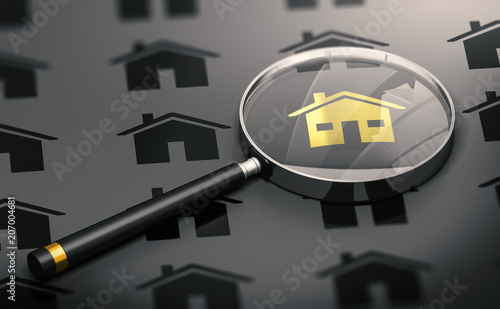 Fotografía Real Estate Concept, Property Search and One Golden Unique House.