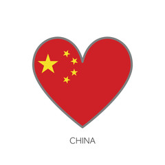 Wall Mural - China flag romance love heart shaped vector icon