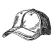 Sports accessories. Cap. Engraving style. Vector illustration