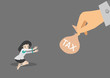 © nomangarden - businesswoman take a tax bag away. Business Concept Cartoon Illustration.