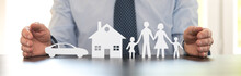 Concept Of Family, Home And Car Insurance