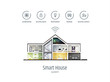 Smart house infographics. House in a cut with icons of house management systems. Modern vector illustration isolated on white background, flat style