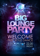 Wall Mural - disco ball background. disco big lounge party poster on open space background