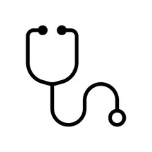 Simple Stethoscope Icon. Linear, Thin Outline