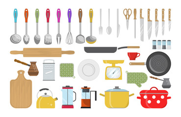 Vector set of kitchen tools.