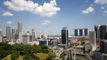  Elevated View Over Fort Canning Park And The Modern City Skyline, Singapore, South East Asia, Time Lapse