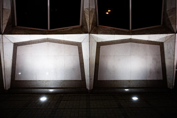 Empty marble wall with light from below