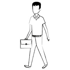 Poster - businessman with portfolio avatar character vector illustration design