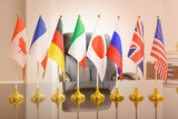 Fototapeta Boho - World economy, G8 economic policy and political forum concept : National flags of G8 or group of eight major highly industrialized countries i.e Canada, France, Germany, Italy, Japan, Russia, UK, USA