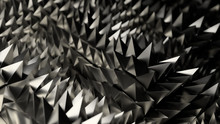 3d Abstract Background With Sharp Spike Shapes On The Displacement Wavy Surface.