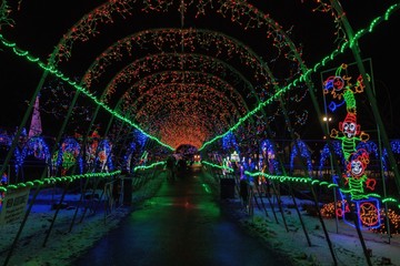 Christmas Lights in Duluth, Minnesota during the Winter Season on Lake Superior Shores