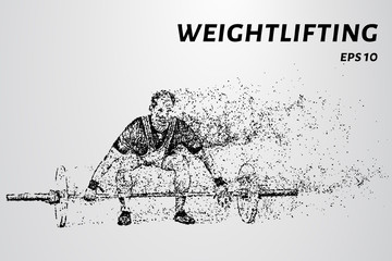 Wall Mural - Weightlifter of particles. Weightlifting concept design.