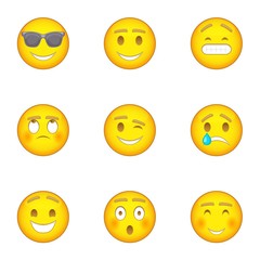 Wall Mural - Emoji character icons set. Cartoon illustration of 9 emoji character vector icons for web