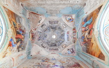 Dome With Ceiling Painting On Biblical Themes In An Abandoned Brick Orthodox Church In The Late 19th Century, Inside