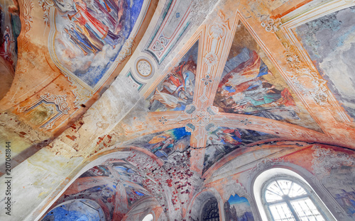 The Ceiling With A Painting On Biblical Themes In The Abandoned