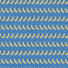 Wall Mural - bananas in a row yellow blue hand drawn seamless pattern. Great for fabric design, packaging, kids market, and kids market.