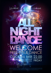 Wall Mural - disco ball background. disco all night dance party poster on open space background