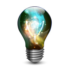 Wall Mural - Abstract open space background. Starfield, universe, nebula in galaxy in light bulb. Vector illustration