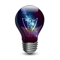Wall Mural - Abstract open space background. Starfield, universe, nebula in galaxy in light bulb. Vector illustration