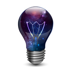 Wall Mural - Abstract open space background. Starfield, universe, nebula in galaxy in light bulb. Vector illustration