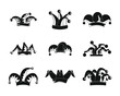 Jester fools hat icons set. Simple illustration of 9 Jester fools hat vector icons for web