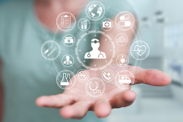 Leinwandbilder - Businesswoman using modern medical interface 3D rendering