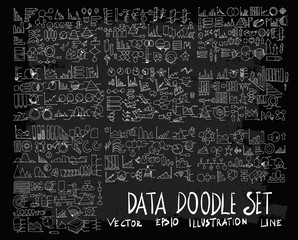 Hand drawn Sketch doodle vector data element icon set on Chalkboard eps10