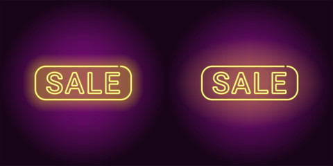 Wall Mural - Neon banner of yellow Sale badge