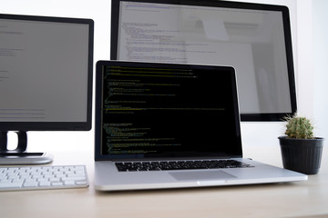Wall Mural - programmer working developing programming technologies web design online technology