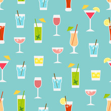 Seamless Pattern With Cocktails.