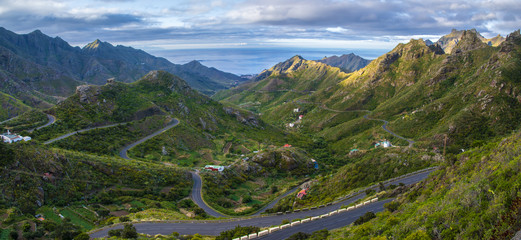 Wall Mural - streamers of winding roads in the Anaga Mountains In Tenerife