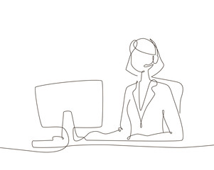 Office worker - one line design style illustration