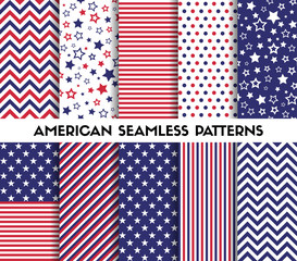 Wall Mural - Big set of american style vector seamless patterns
