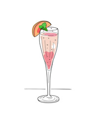 Wall Mural - Bellini peach cocktail - isolated vector illustration 