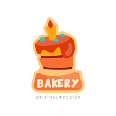 Sticker - Bakery shop logo design template, badge for bread store, coffee shop, food market, vector Illustration on a white background