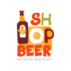 Sticker - Beer shop logo design template, beer house, bar, pub, brewing company badge vector Illustration on a white background