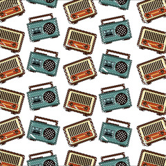 Wall Mural - vintage radio and boombox stereo cassette retro classic pattern vector illustration