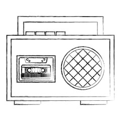 Wall Mural - boombox radio cassette audio music vintage vector illustration