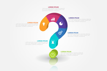 3d question mark infographic template for business, education, web design, banners, brochures, flyer