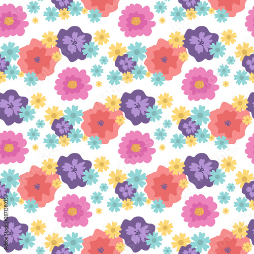 Nature flower illustration seamless pattern background floral summer vector