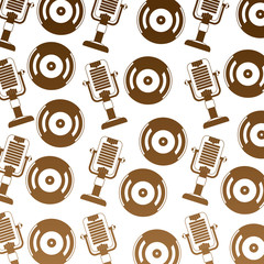 Poster - vintage old vinyl record microphone retro pattern vector illustration