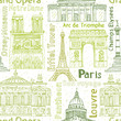 Paris landmark seamless vector pattern