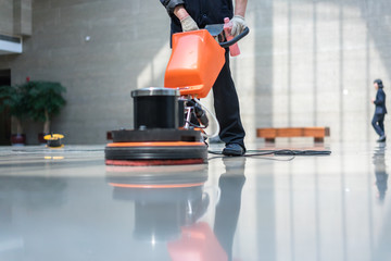 Poster - washing floor with machine