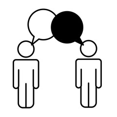 Wall Mural - people talking communication speech bubble pictogram vector illustration black and white