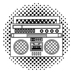 cassette radio player device retro vintage vector illustration  halftone